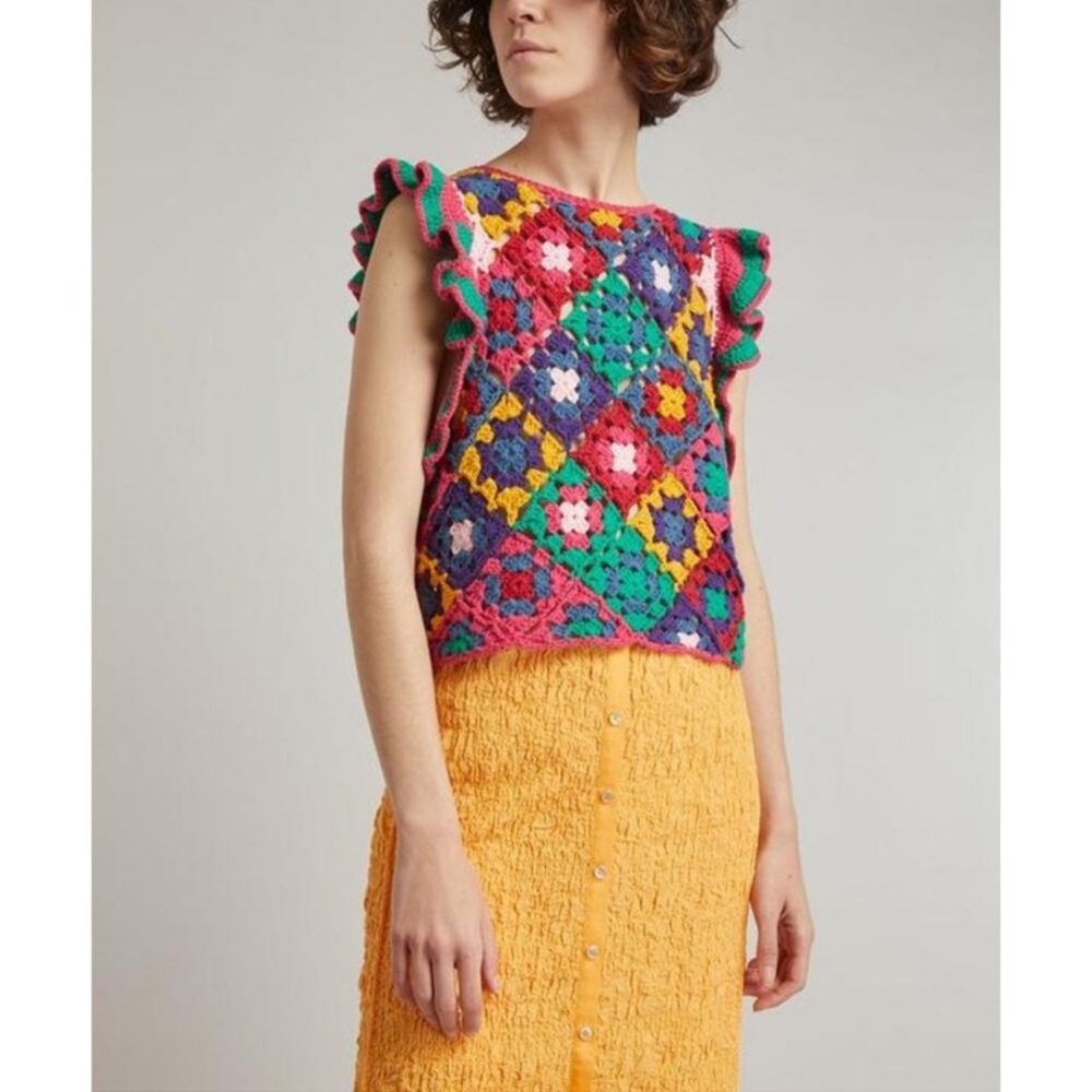 NWT FARM Rio Multicolor Crochet Top